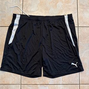 Puma Men's Athletic Shorts in Black with White Stripes